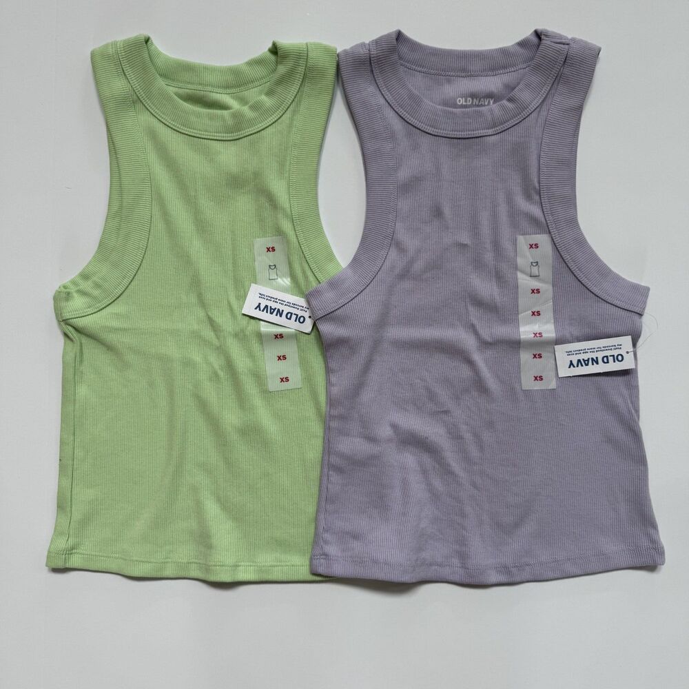 NWT 2pc old navy women size XS tank top shirt purple green